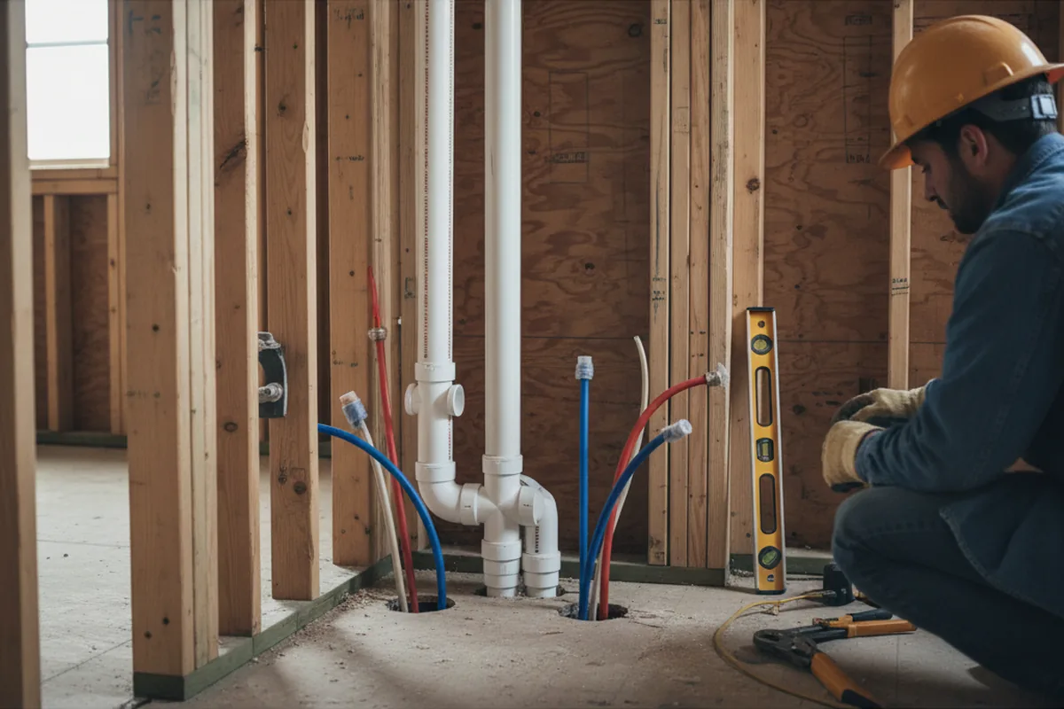 Drain and supply rough-in during Drain Cleaning in Changewater