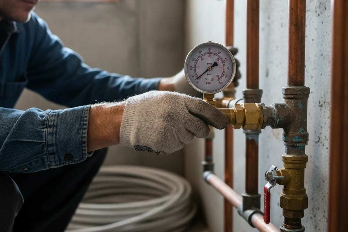 Pressure testing a repaired line during Water Line Repair in Changewater